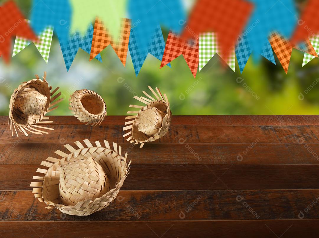 Grupo de chapéus da Festa Junina, uma festa típica brasileira em um