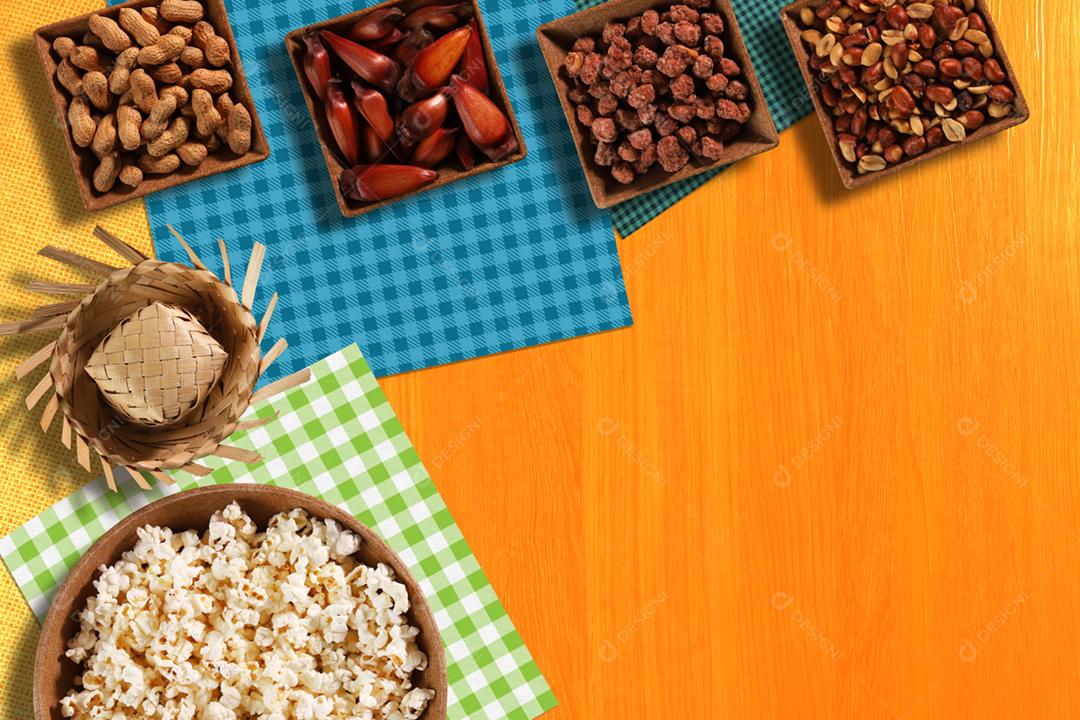 Grupo alimentar de Festa Junina uma festa típica brasileira em amarelo b