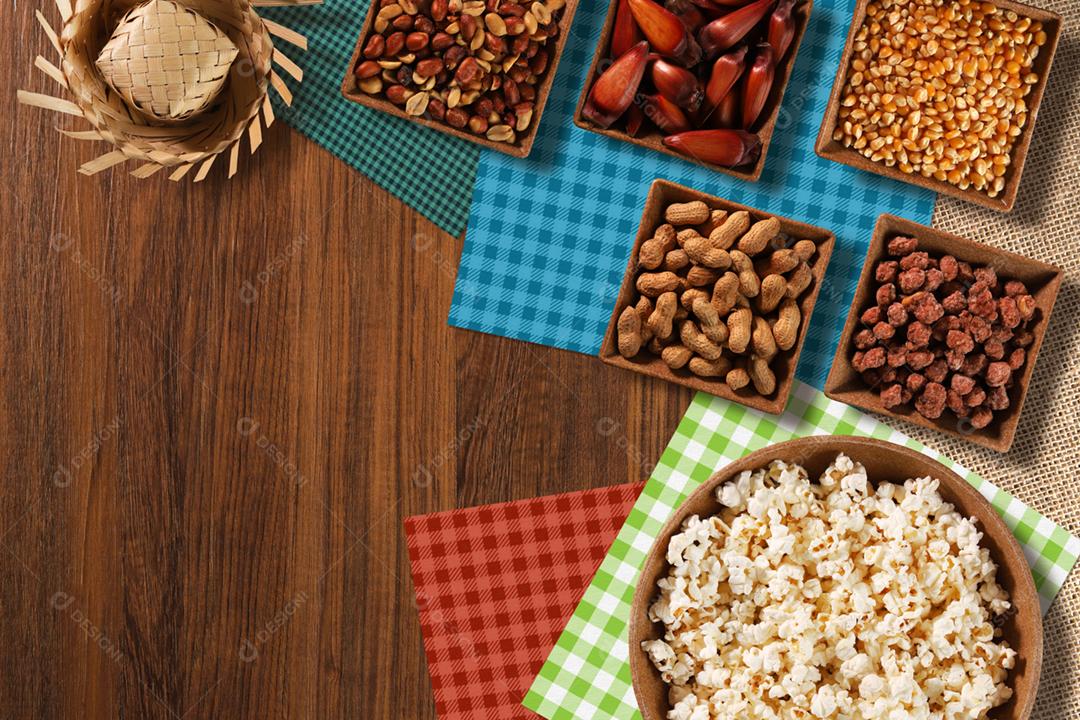 Grupo alimentar de Festa Junina uma festa típica brasileira em amarelo b