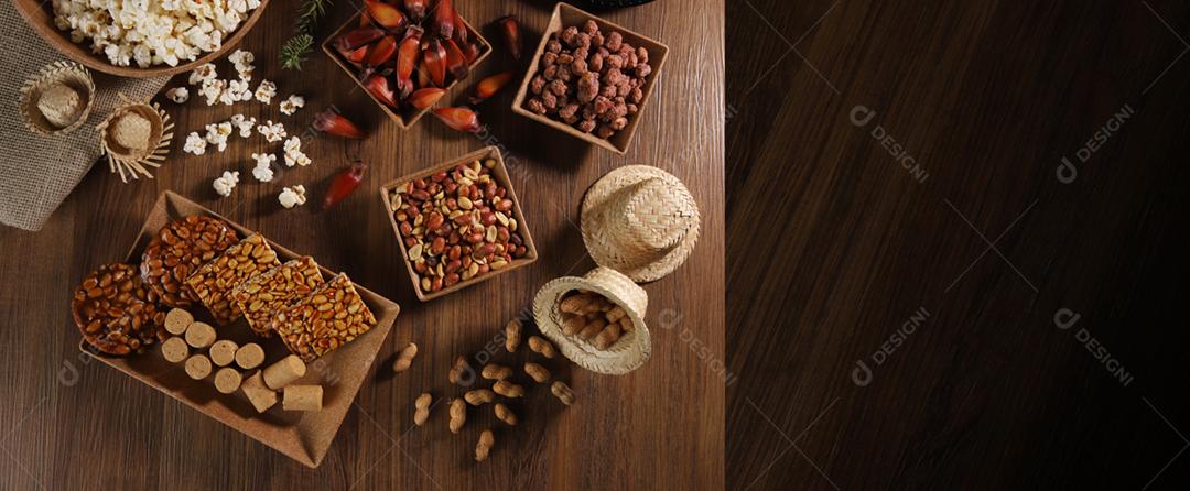 Grupo alimentar de Festa Junina uma festa típica brasileira em amarelo b