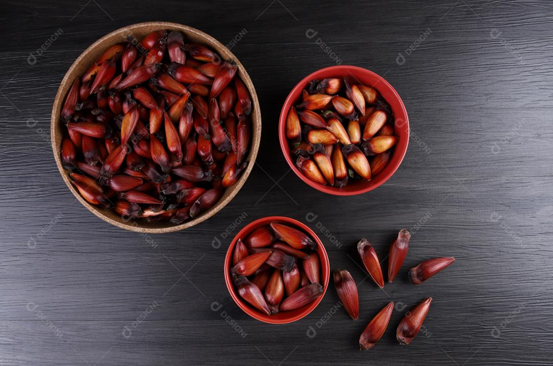 Sementes de araucária típicas usadas como condimento na culinária brasileira