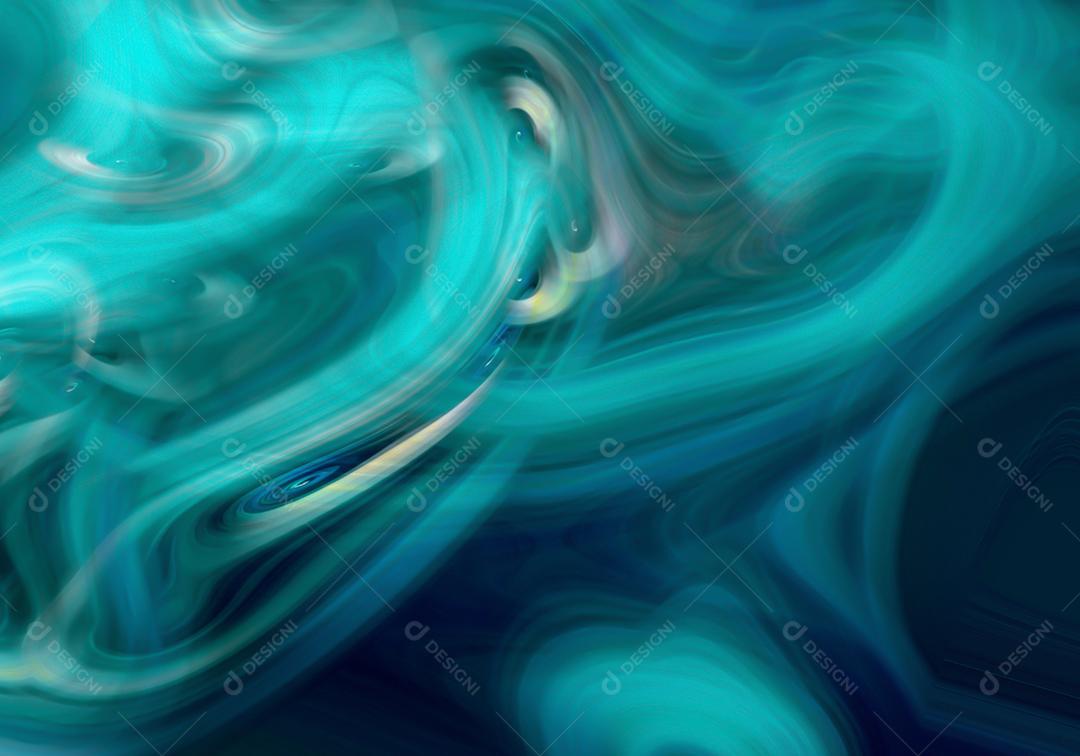 Alta resolução. Pintura futurista abstrata em azul e verde