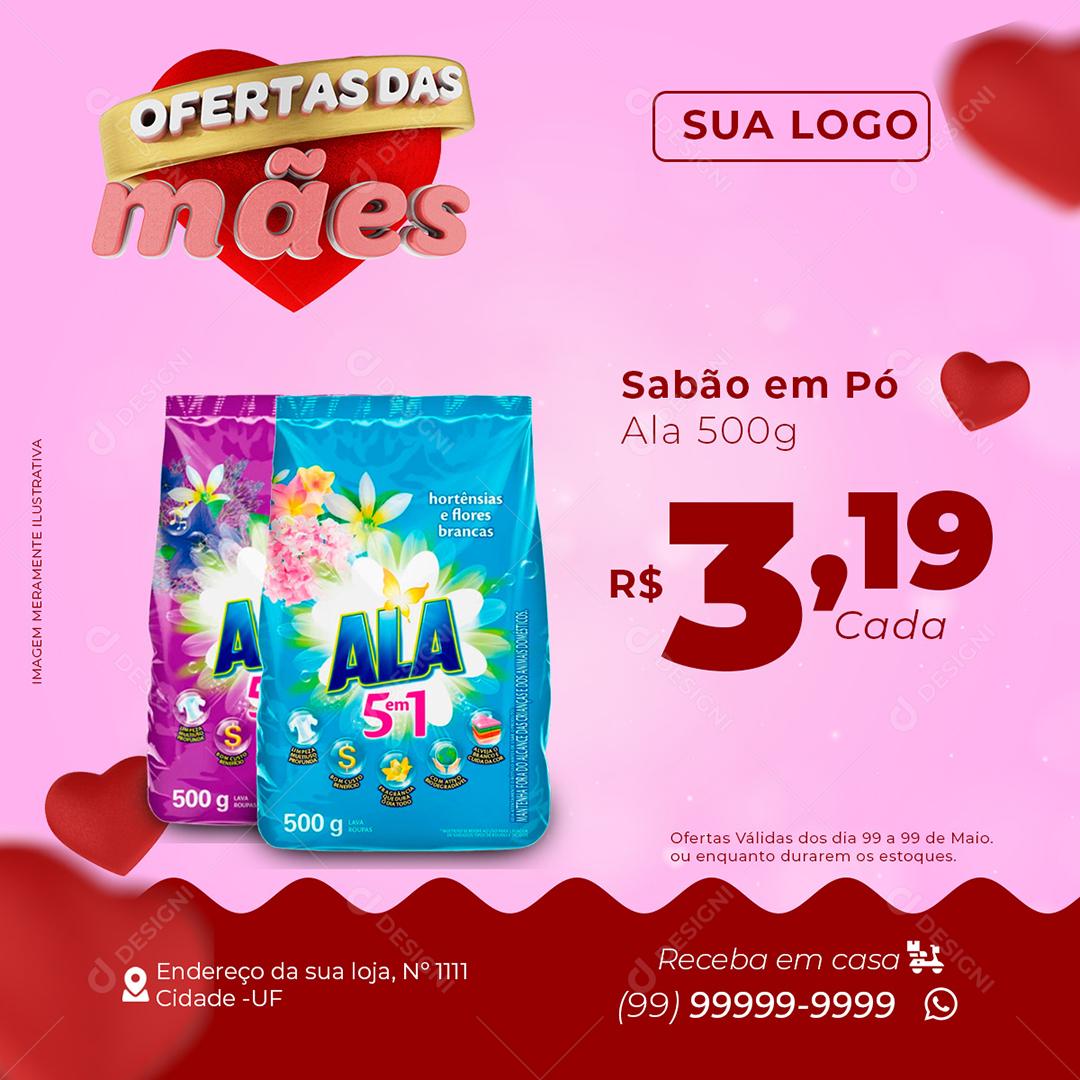 Social Media Ofertas Das Mães Produtos Supermercado PSD Editável