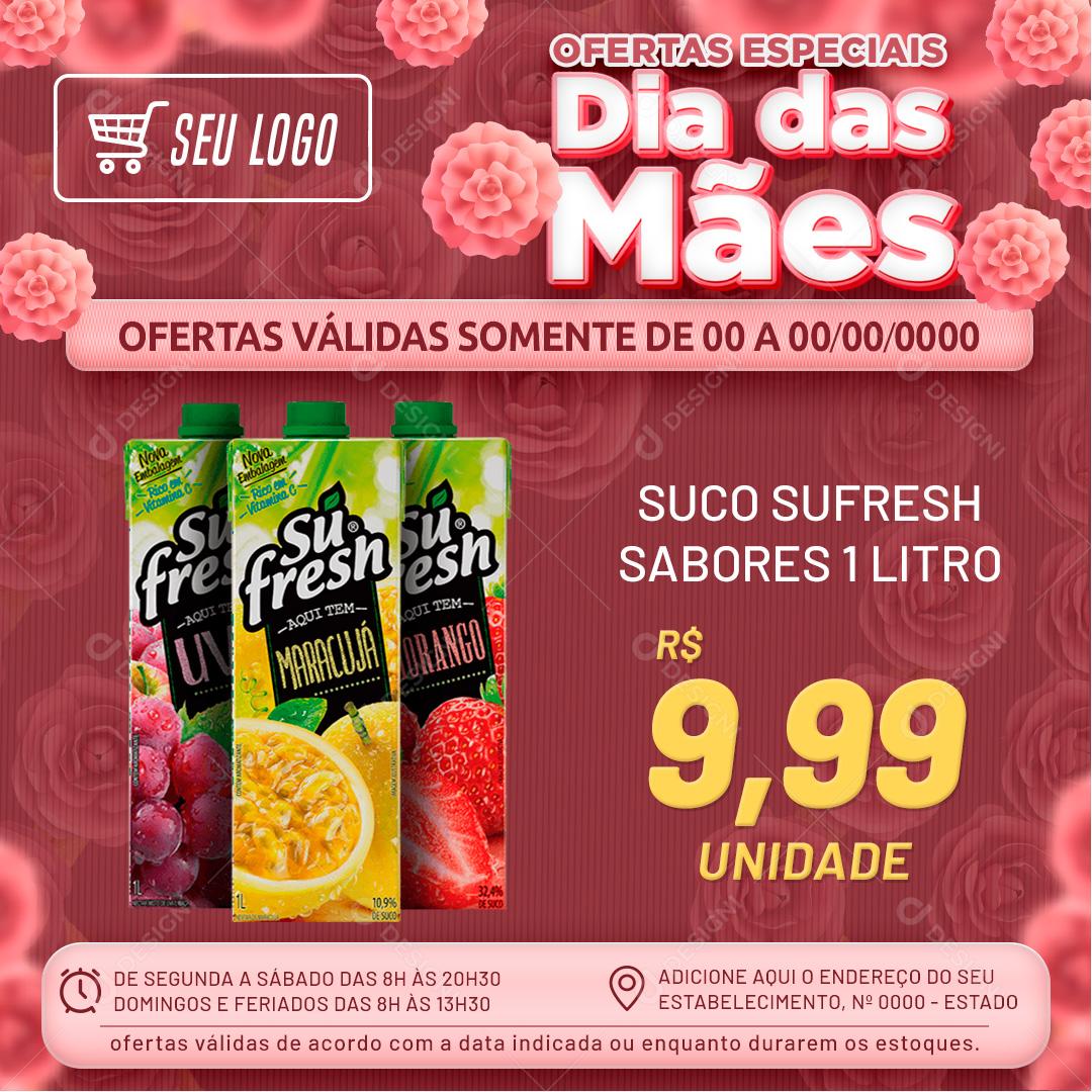 Social Media Ofertas Especiais Dia Das Mães Produtos Supermercados PSD Editável