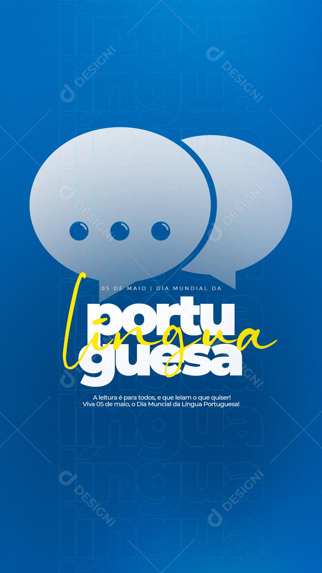 Social Media Story Dia Mundial da Língua Portuguesa 05 de Maio PSD Editável
