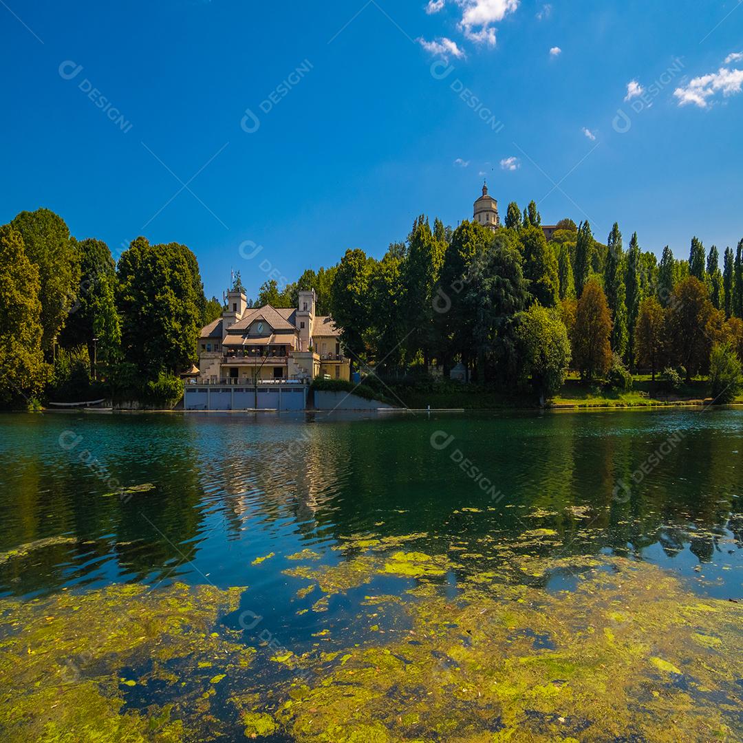 View of the River Po and the ancient castle in Turin, Italy.