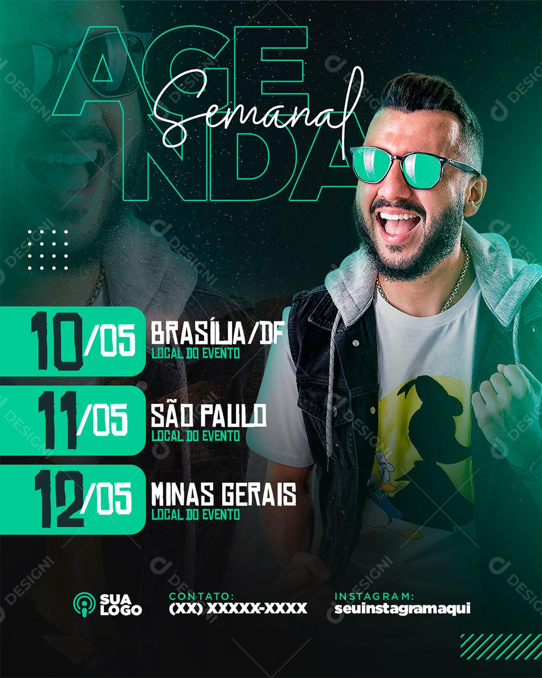 Flyer Show Evento Agenda Semanal Cantor Social Media PSD Editável