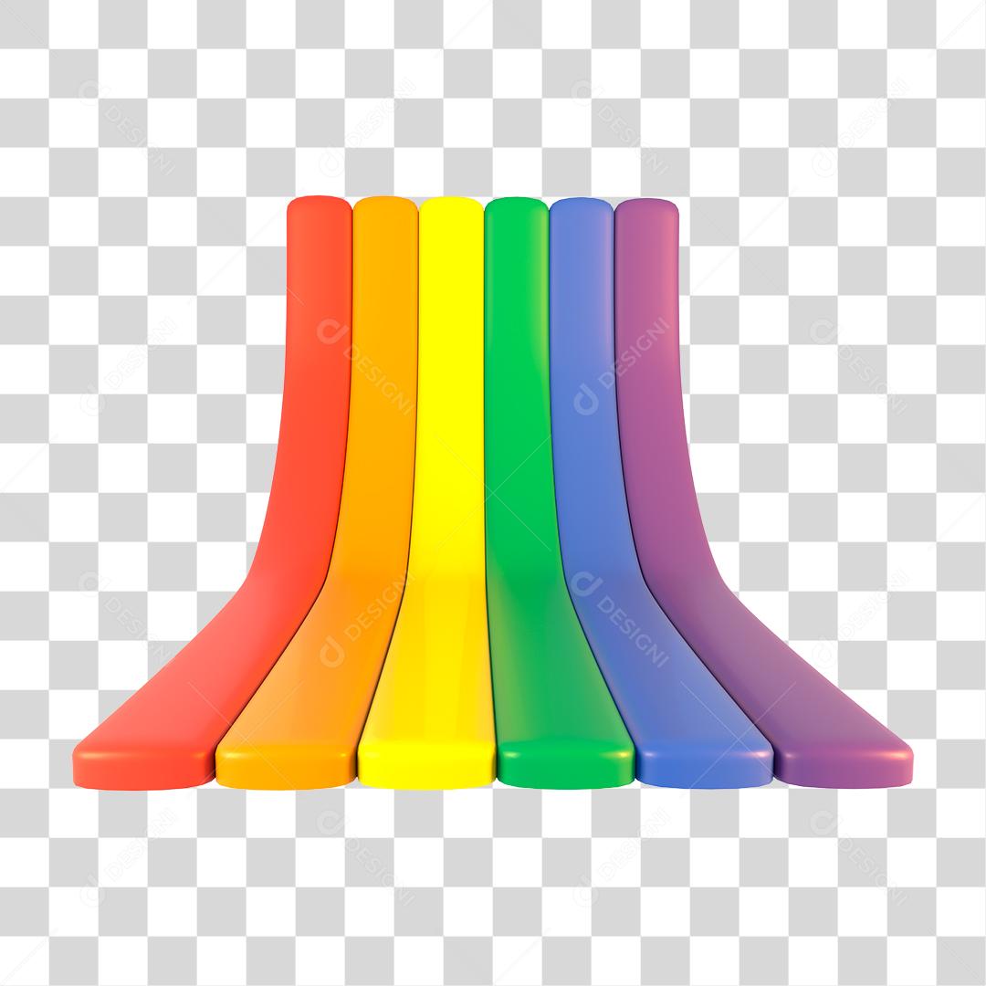 Base curvada elemento em 3D com arco-íris do orgulho gay