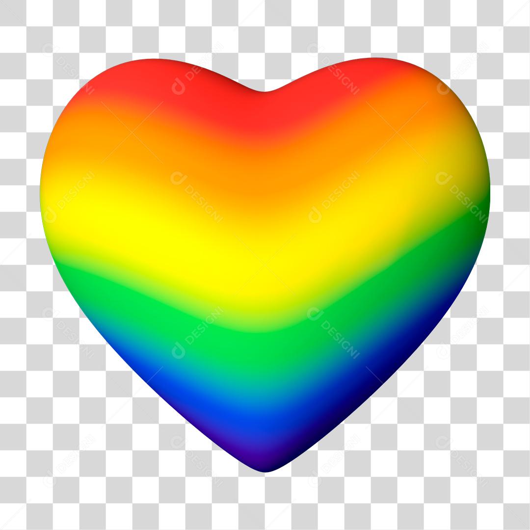 Corações elemento em 3D com arco-íris de orgulho gay