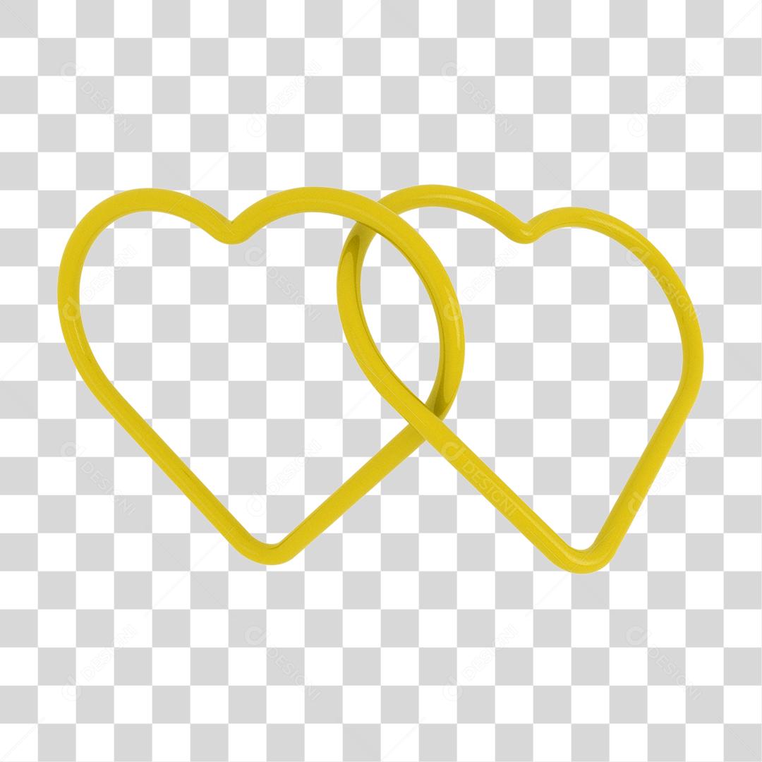 Elemento 3D Coração Entrelaçados PNG Transparente