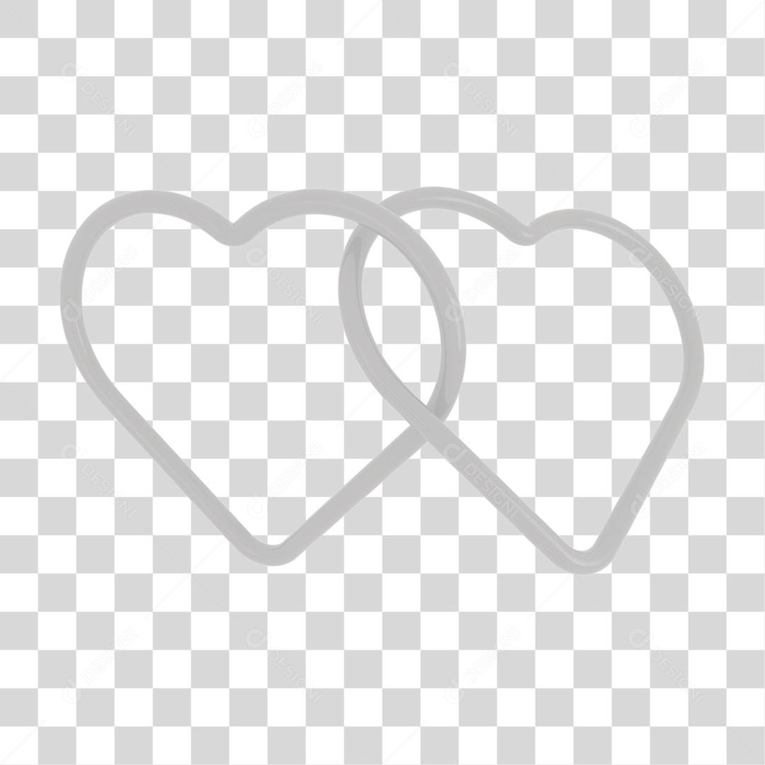 Elemento 3D Coração Entrelaçados PNG Transparente