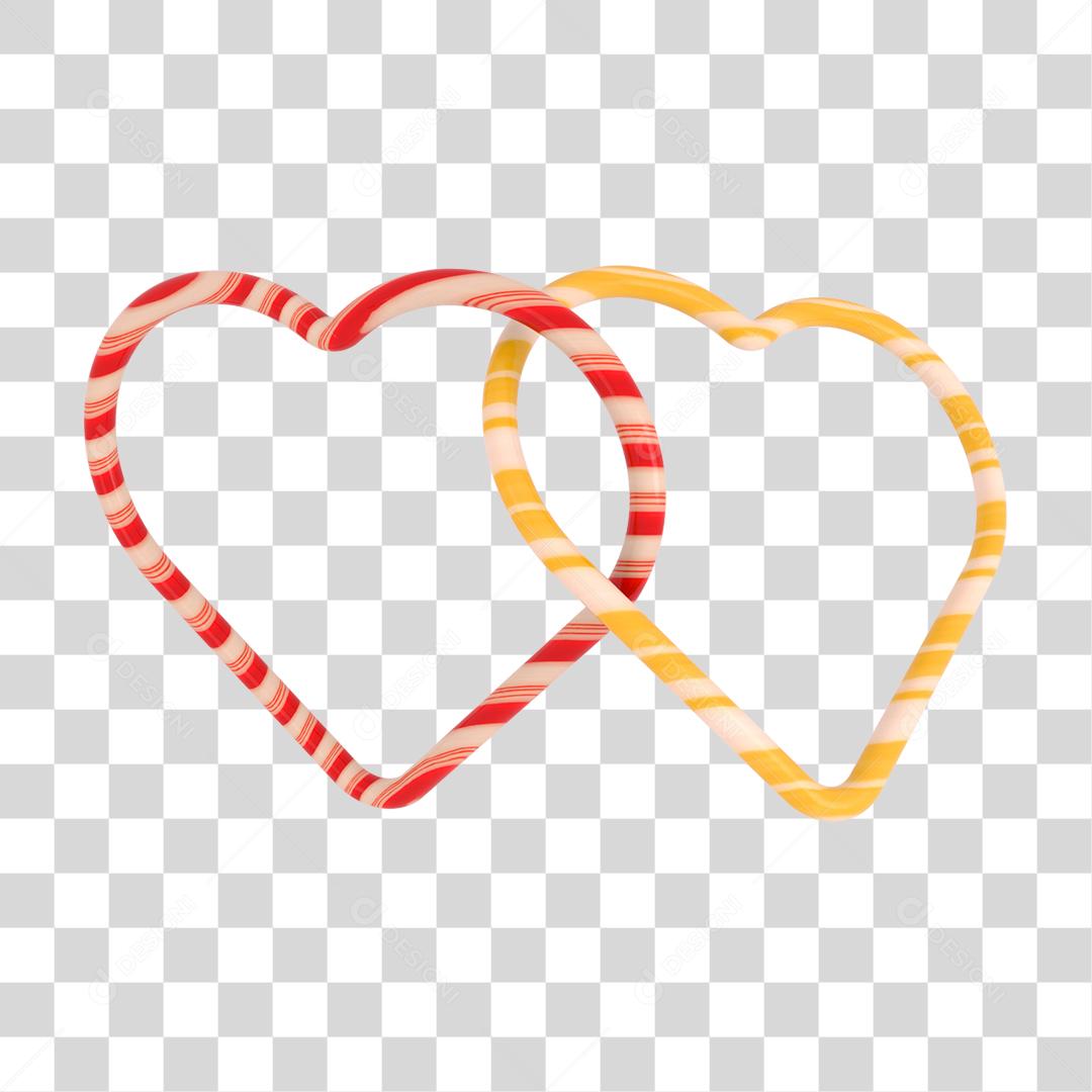 Elemento 3D Coração Entrelaçados PNG Transparente