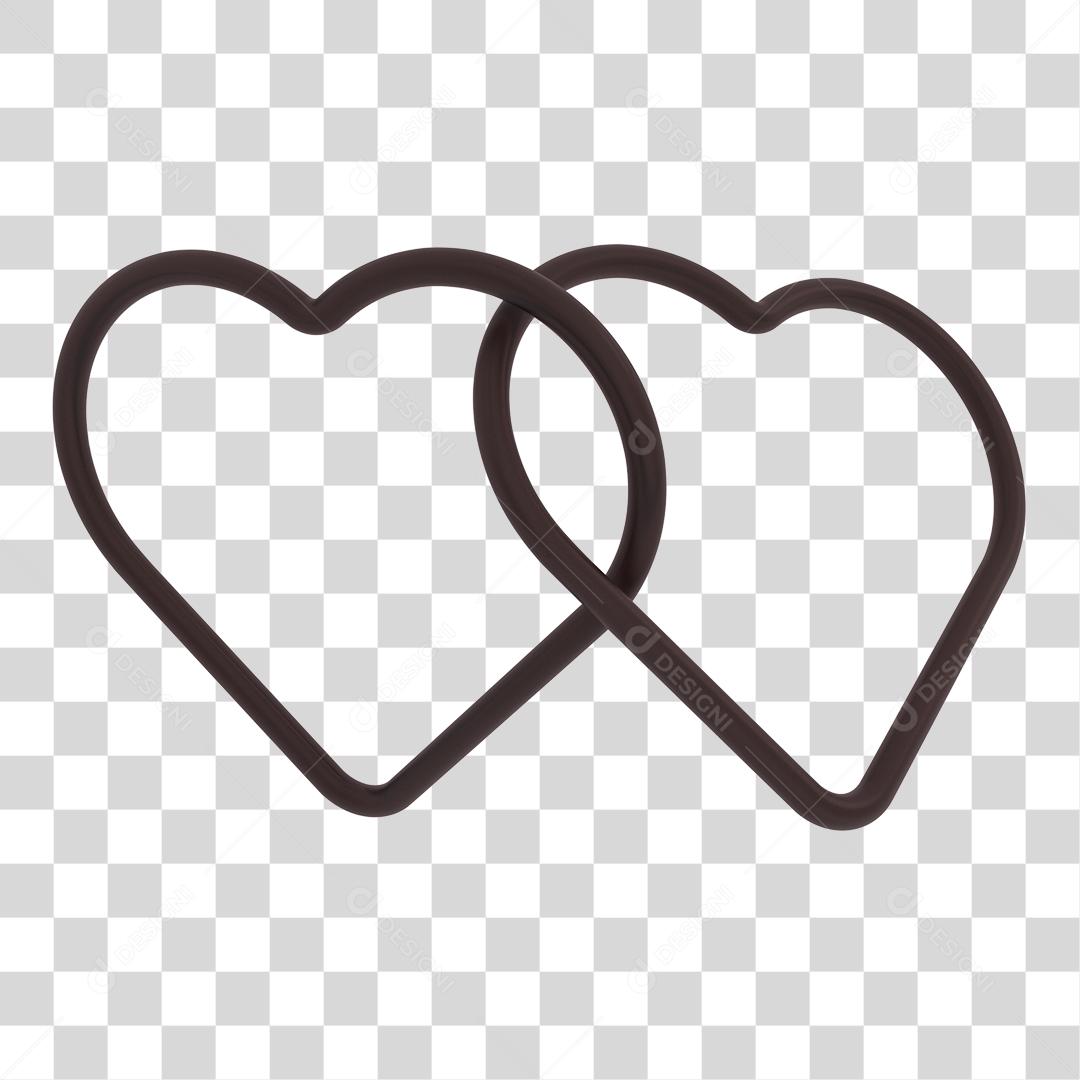 Elemento 3D Coração Entrelaçados PNG Transparente