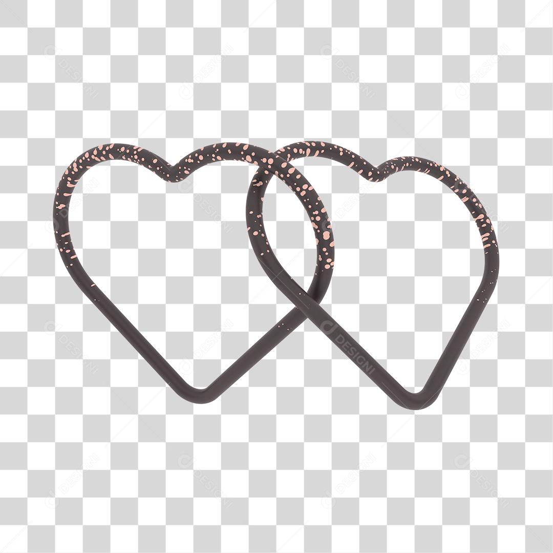 Elemento 3D Coração Entrelaçados PNG Transparente