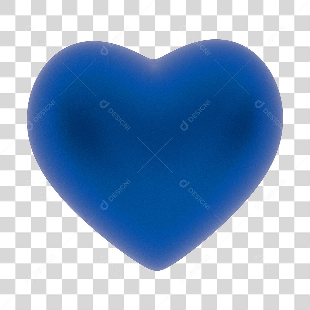 Elemento 3D Coração Azul PNG Transparente