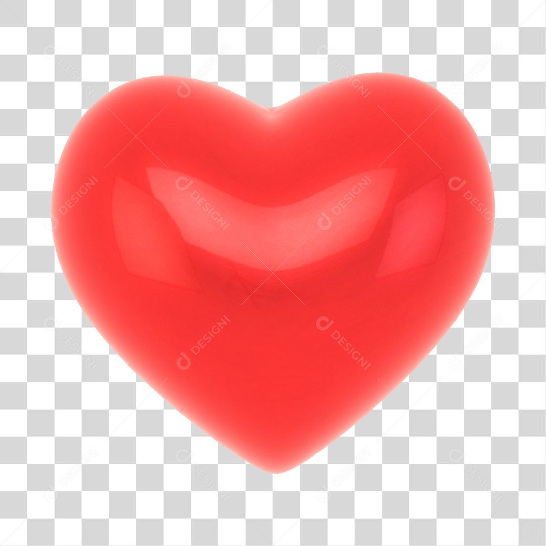 Elemento 3D Coração Vermelho PNG Transparente