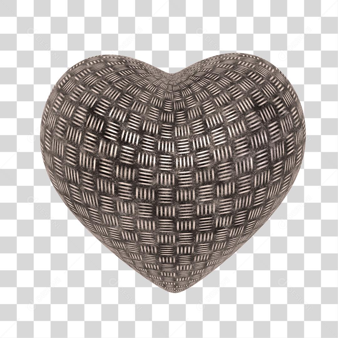 Elemento 3D Coração De Aço PNG Transparente