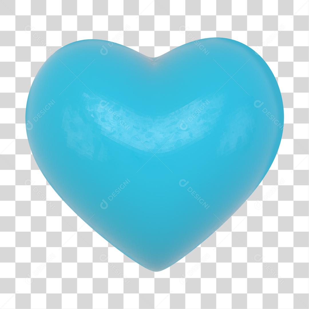 Elemento 3D Coração Azul PNG Transparente