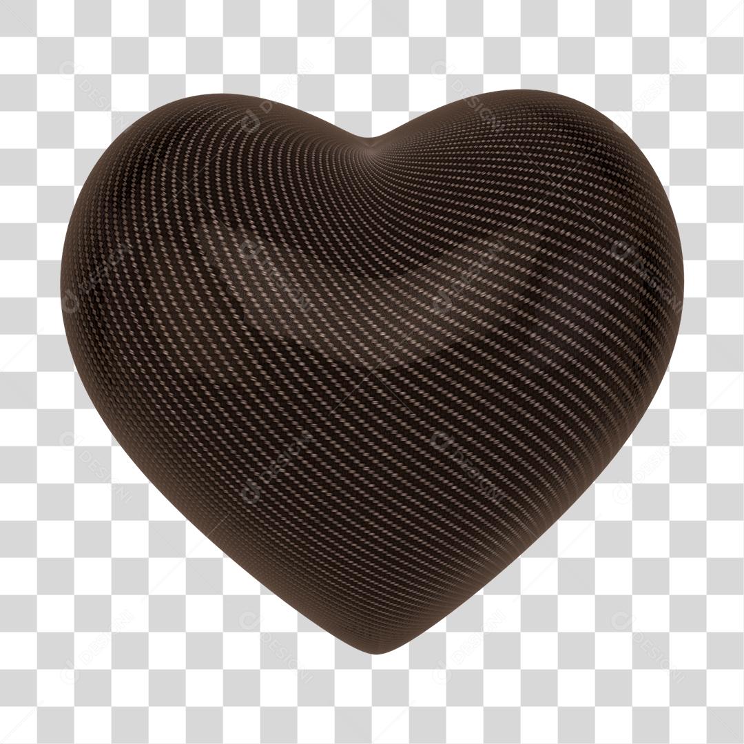 Elemento 3D Coração Preto Com Listras PNG Transparente