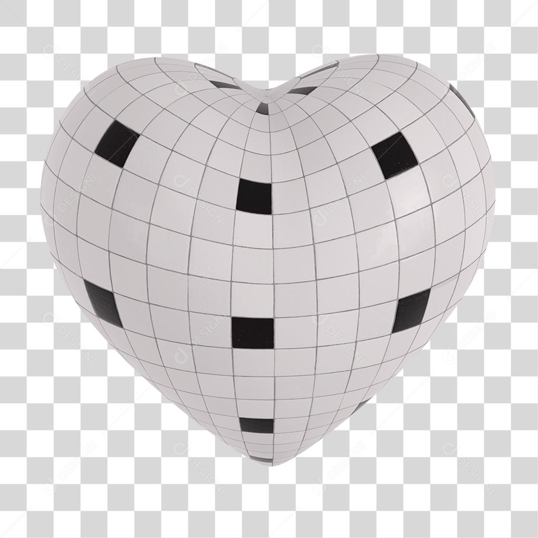 Elemento 3D Coração Xadrez PNG Transparente