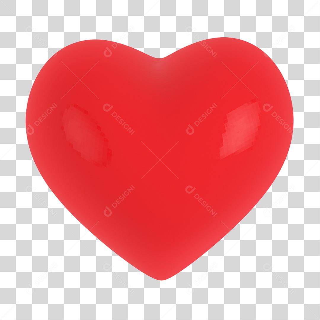 Elemento 3D Coração Vermelho PNG Transparente