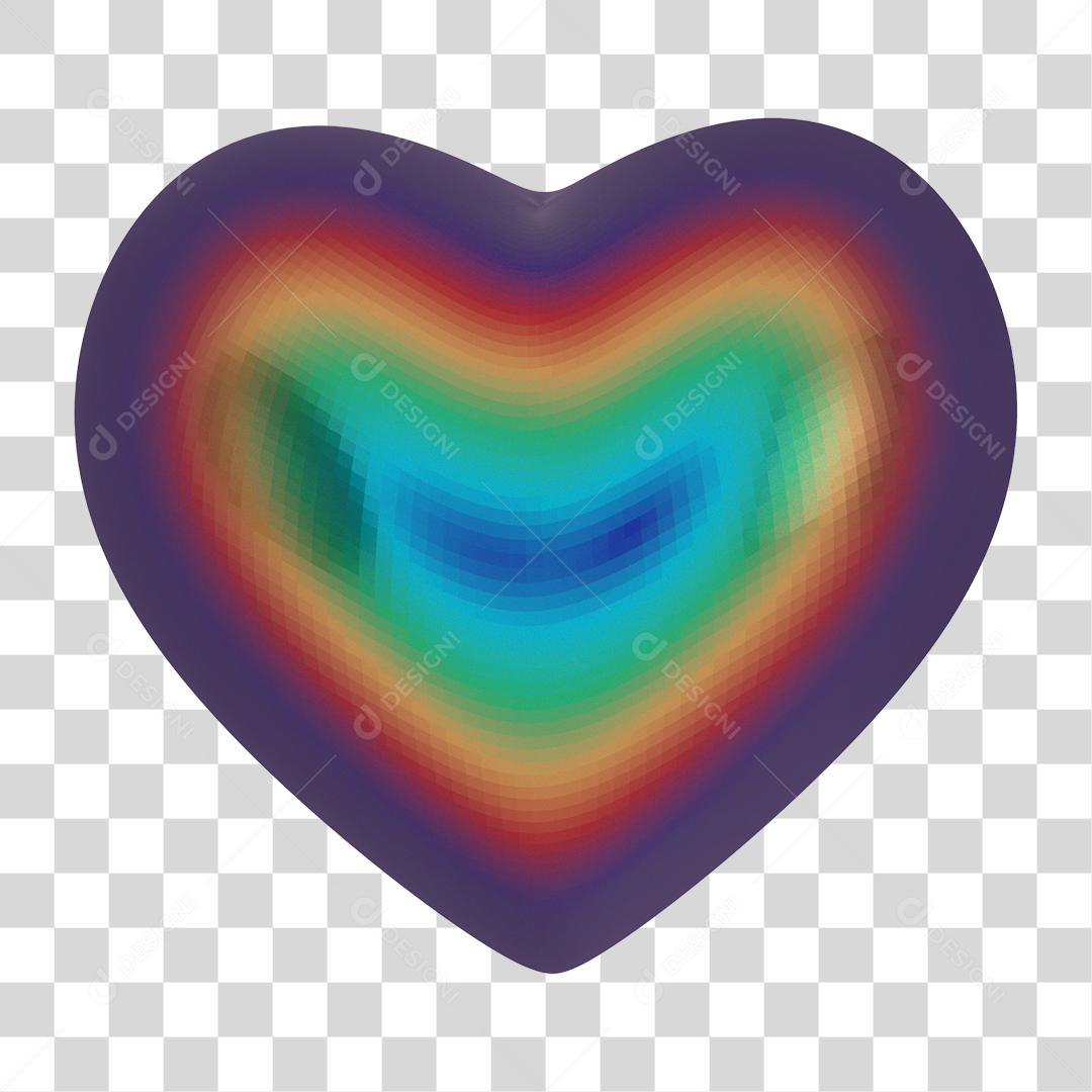 Coração com Efeito colorido PNG Transparente