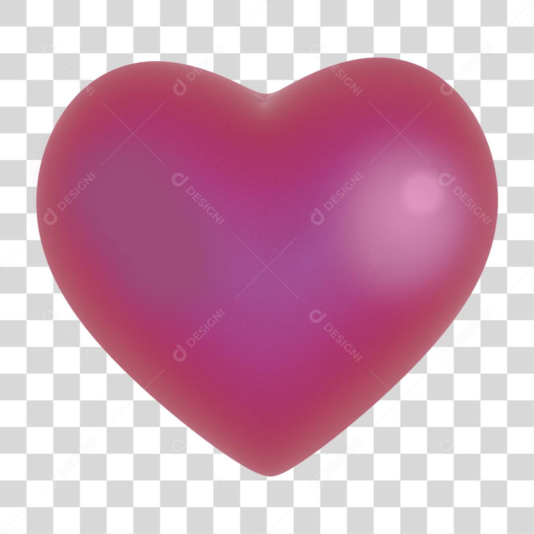 Coração Rosa Elemento 3D Para Composição PNG