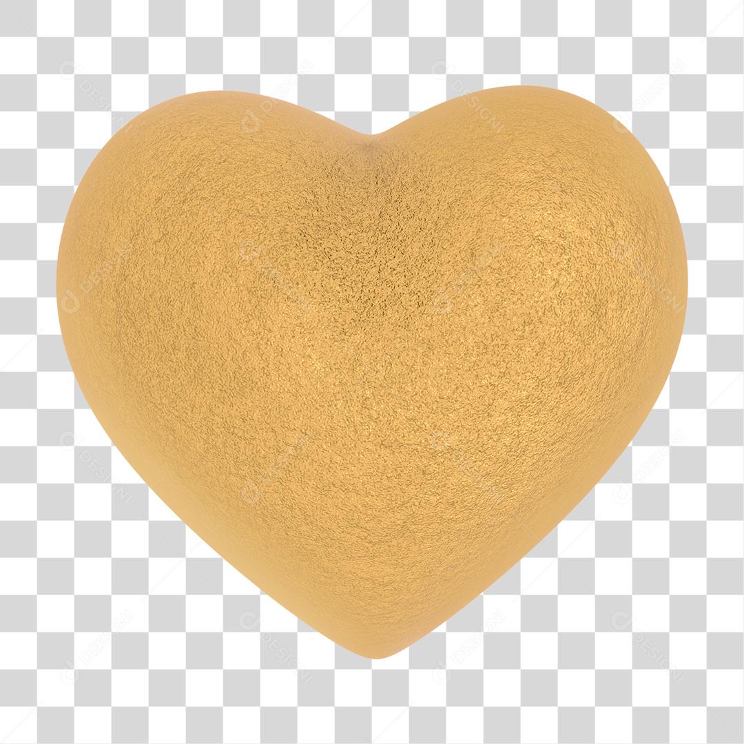 Coração dourado com textura PNG Transparente
