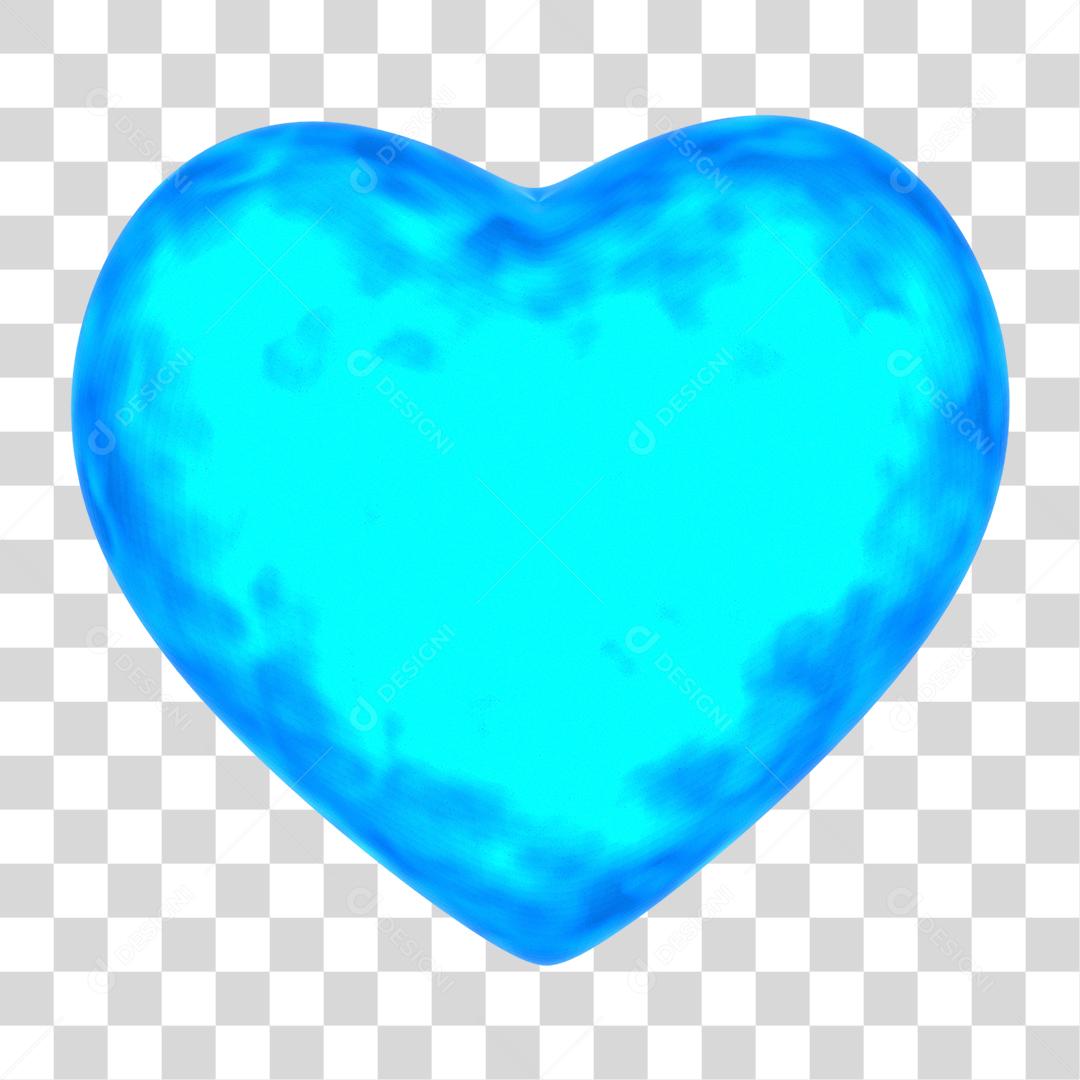 Coração Azul Elemento 3D Para Composição PNG
