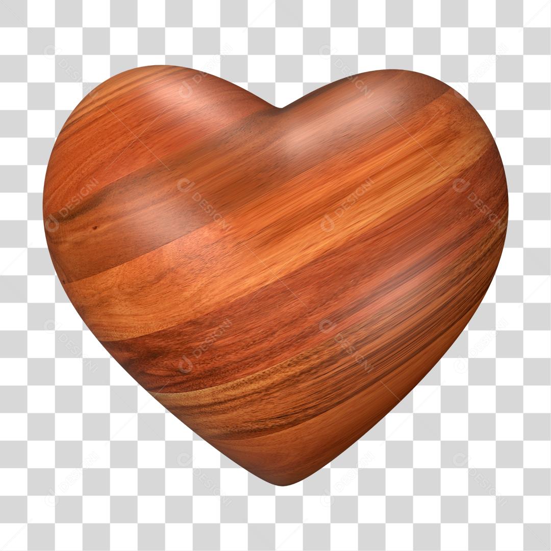 Coração com Textura de madeira PNG Transparente
