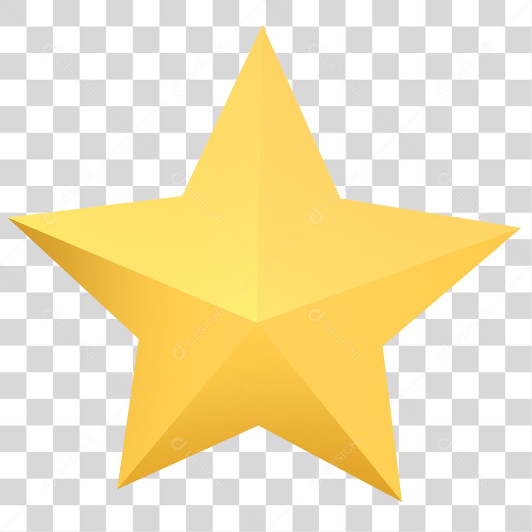 Elemento 3D Estrela Amarela PNG Transparente