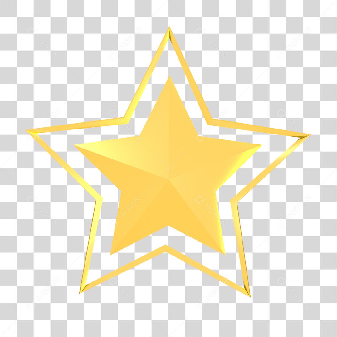 Elemento 3D Estrela Amarela PNG Transparente