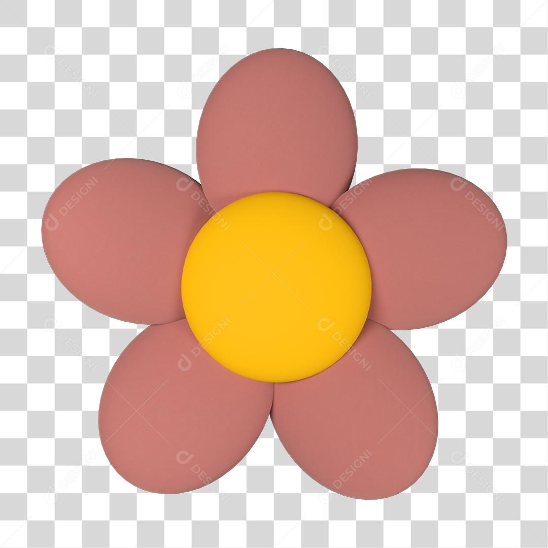 Flor rosa elemento em 3D para composição PNG