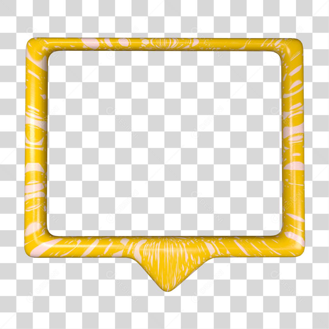 Quadro amarelo com bordas decorativa elemento para composição PNG