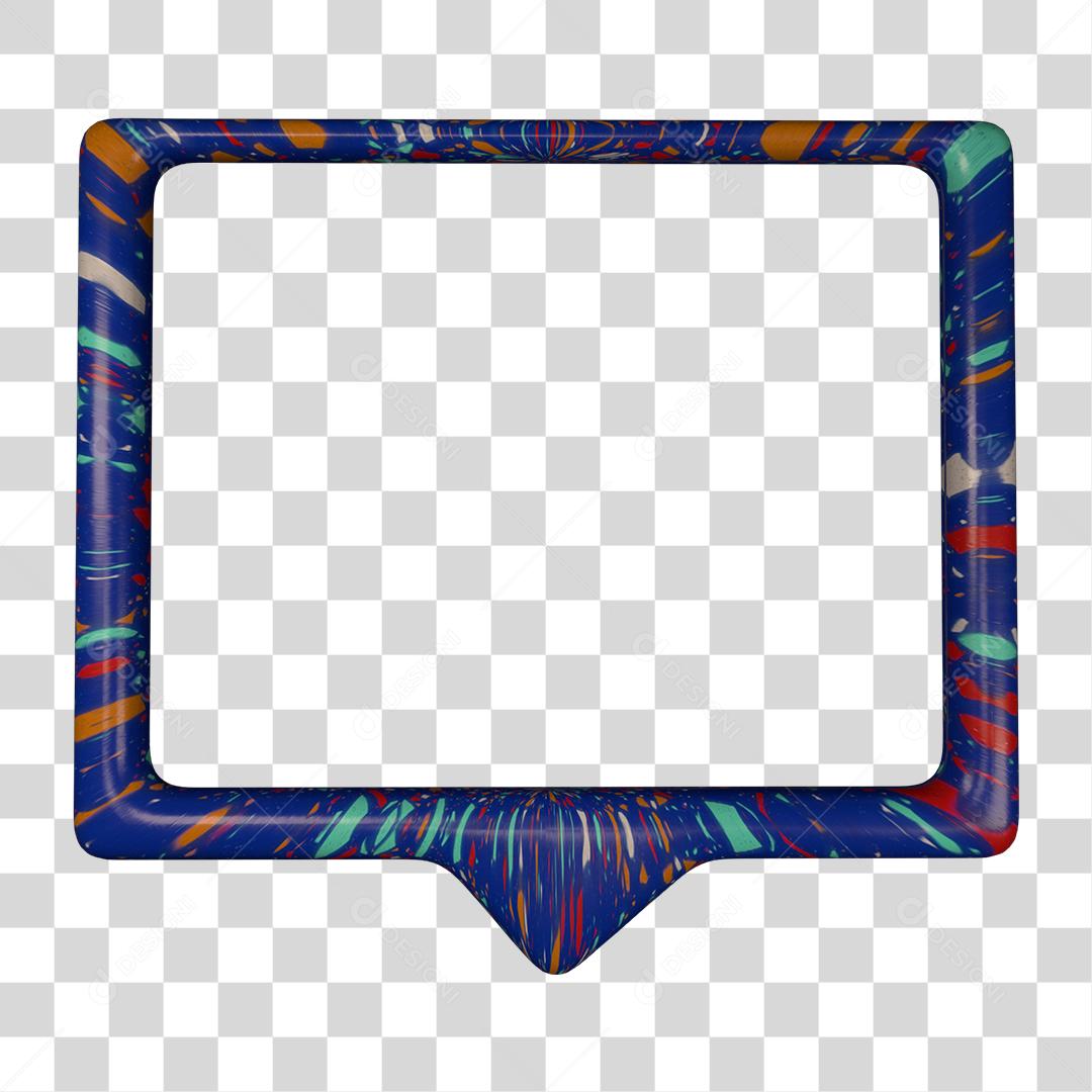 Quadro azul bordas decorativa elemento para composição PNG