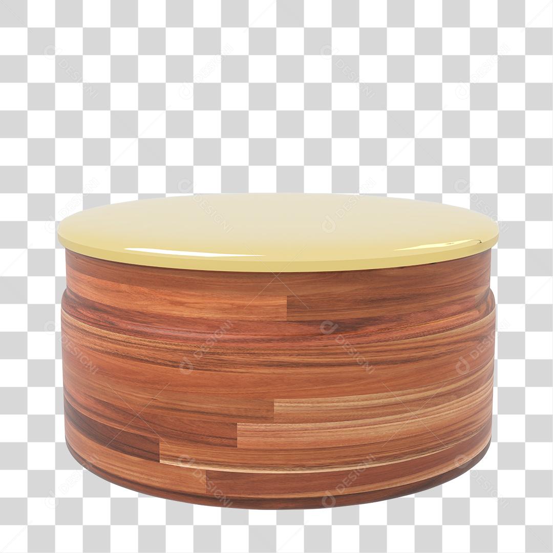 Elemento 3D Podium De Madeira e Superfície Dourada PNG Transparente
