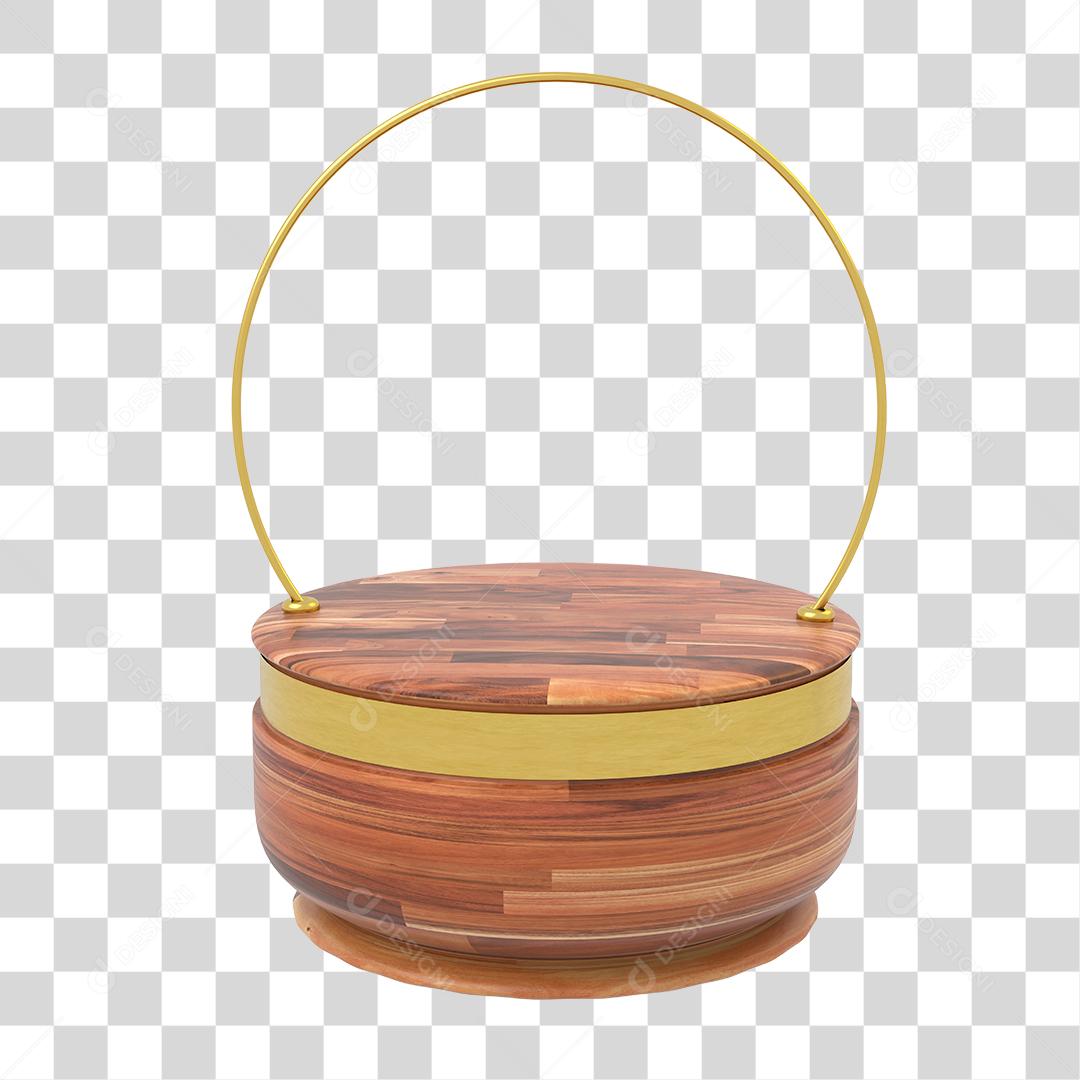 Elemento 3D Podium De Madeira e Superfície Dourada PNG Transparente