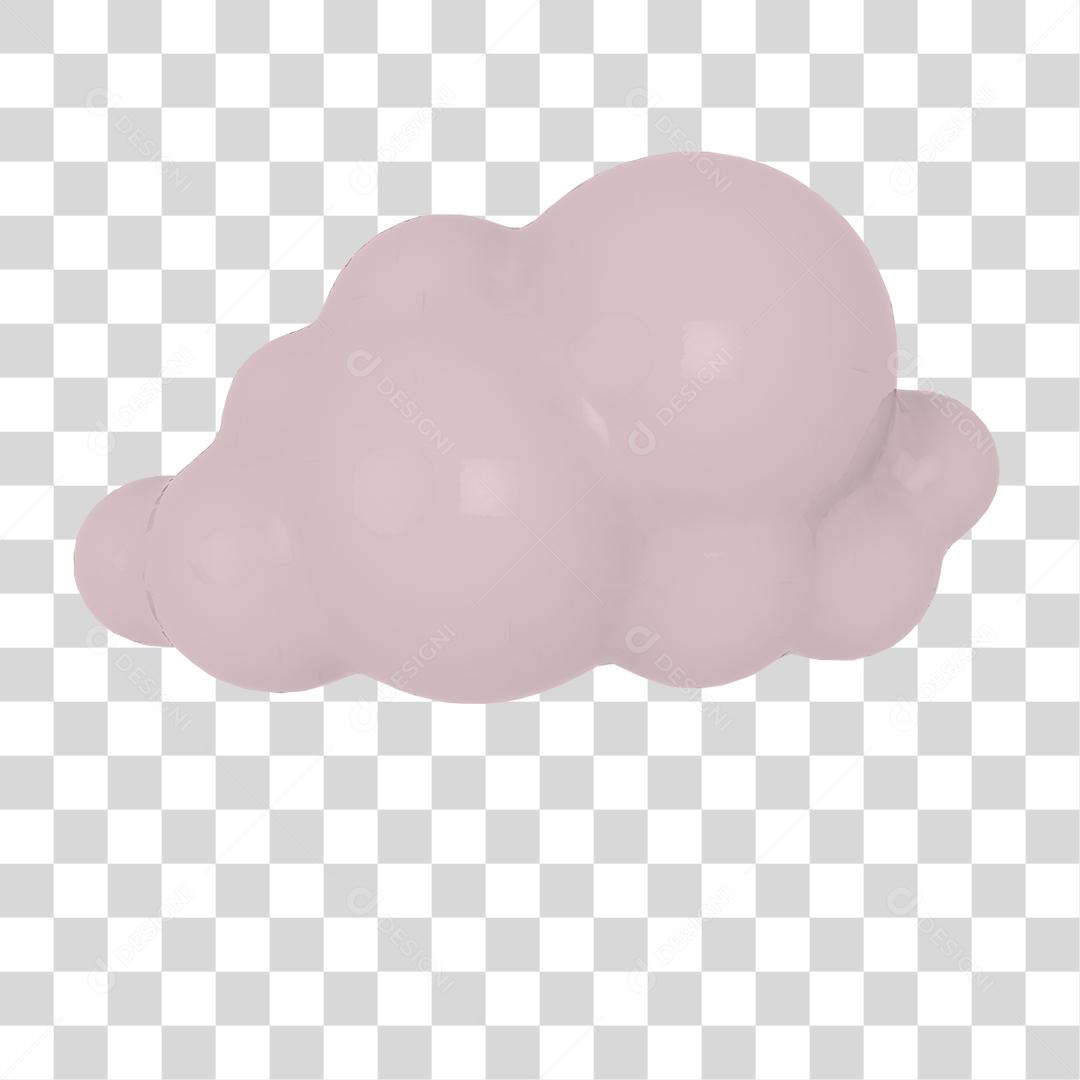 Desenho Nuvem Rosa 3D PNG Transparente