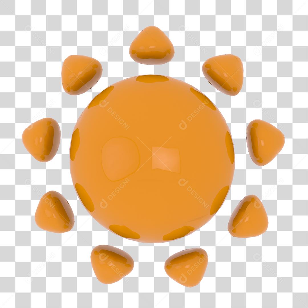 Sol laranja elemento em 3D PNG transparente