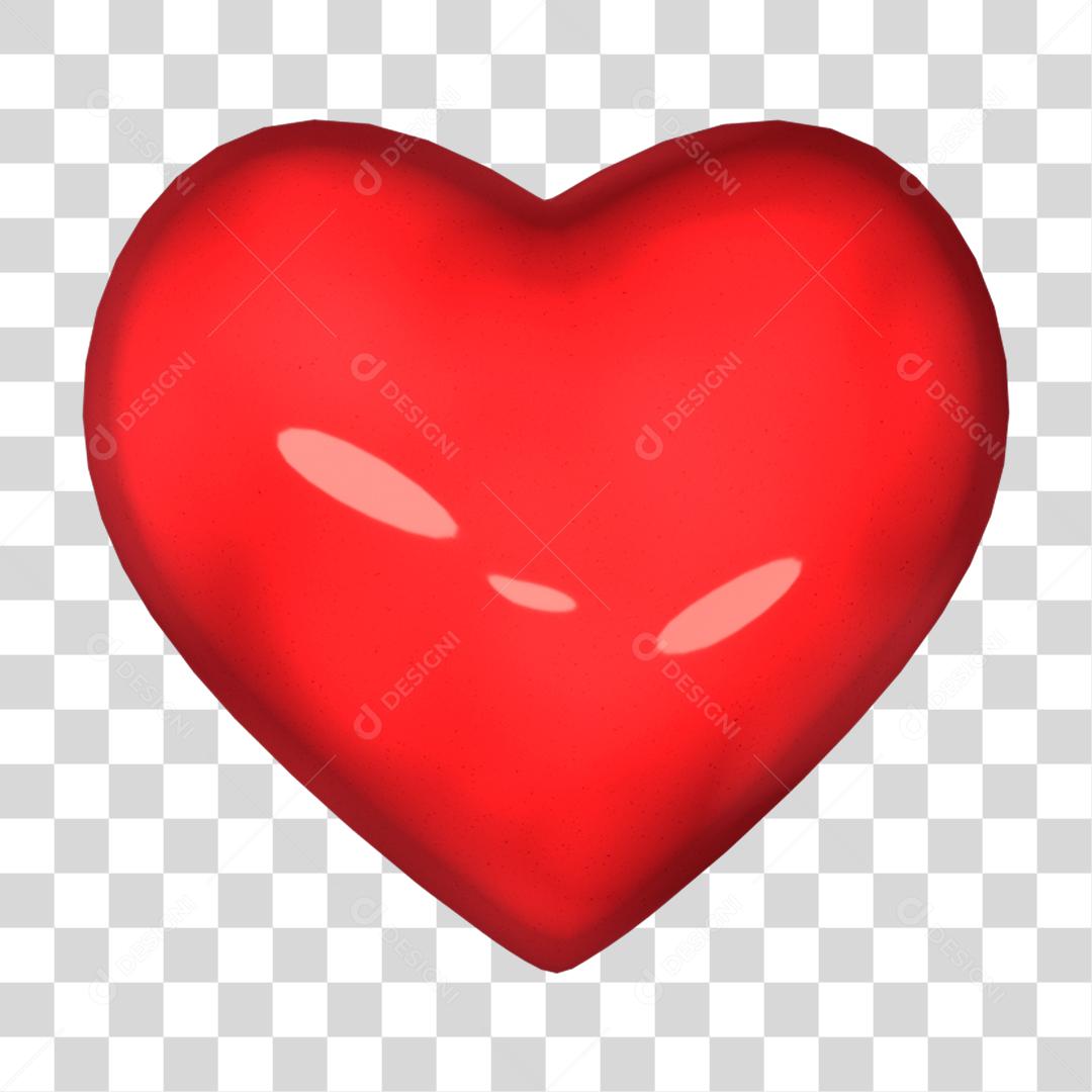 Coração Vermelho Elemento 3D Para Composição PNG