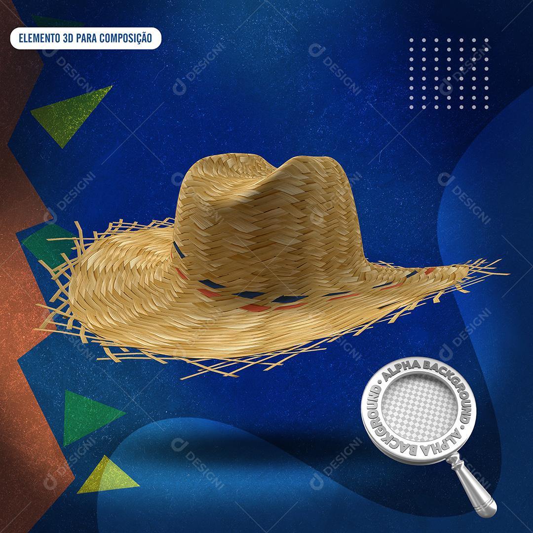 Elemento 3D Chapéu de Palha Para Composição PSD