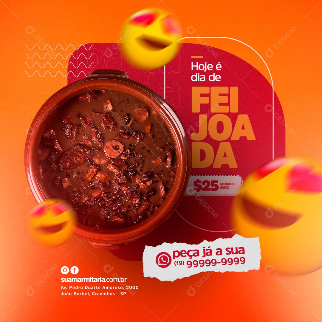 Social Media Hoje é dia de Feijoada Restaurante PSD Editável