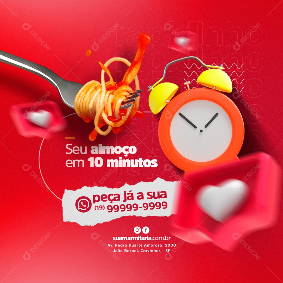 Social Media Seu almoço em 10 Minutos Restaurante PSD Editável