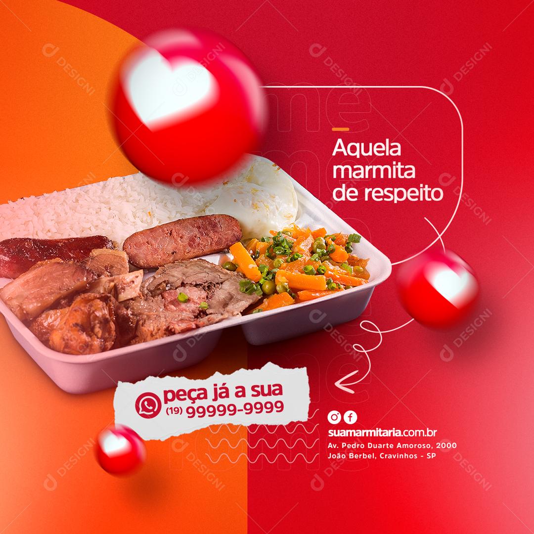 Social Media Aquela marmita de respeito Restaurante PSD Editável