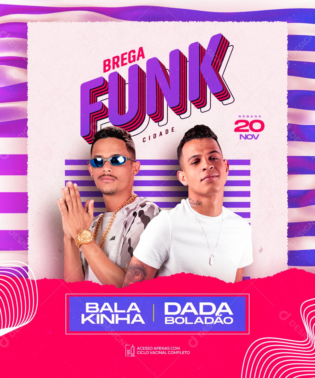 Flyer Show Brega Funk Artistas Cantores Social Media PSD Editável