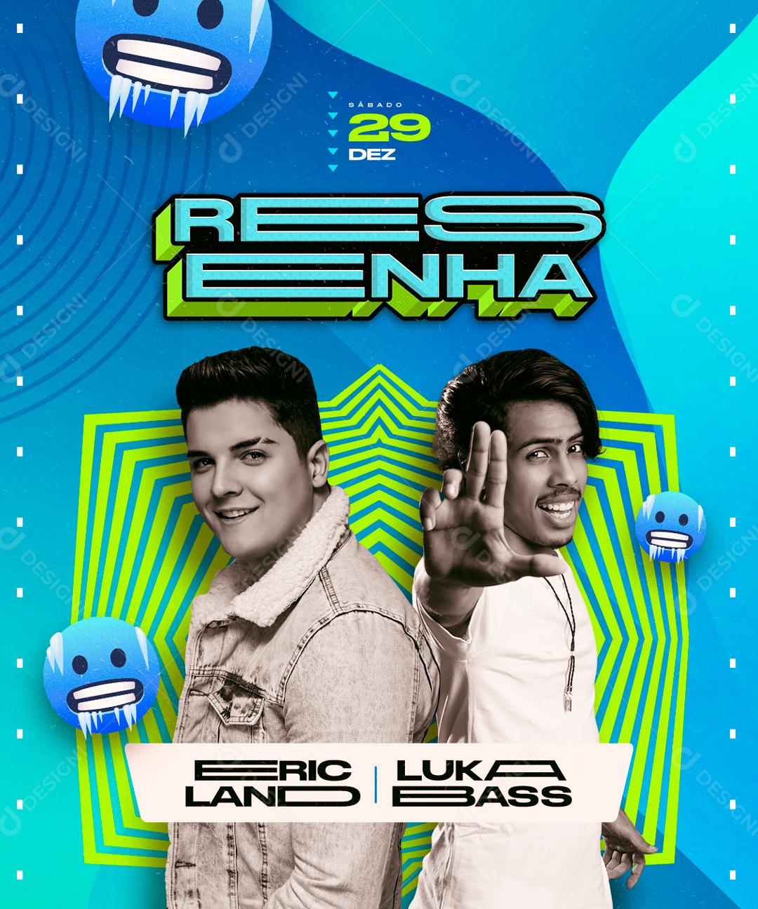 Flyer Show Resenha Artistas Eric Land Social Media PSD Editável