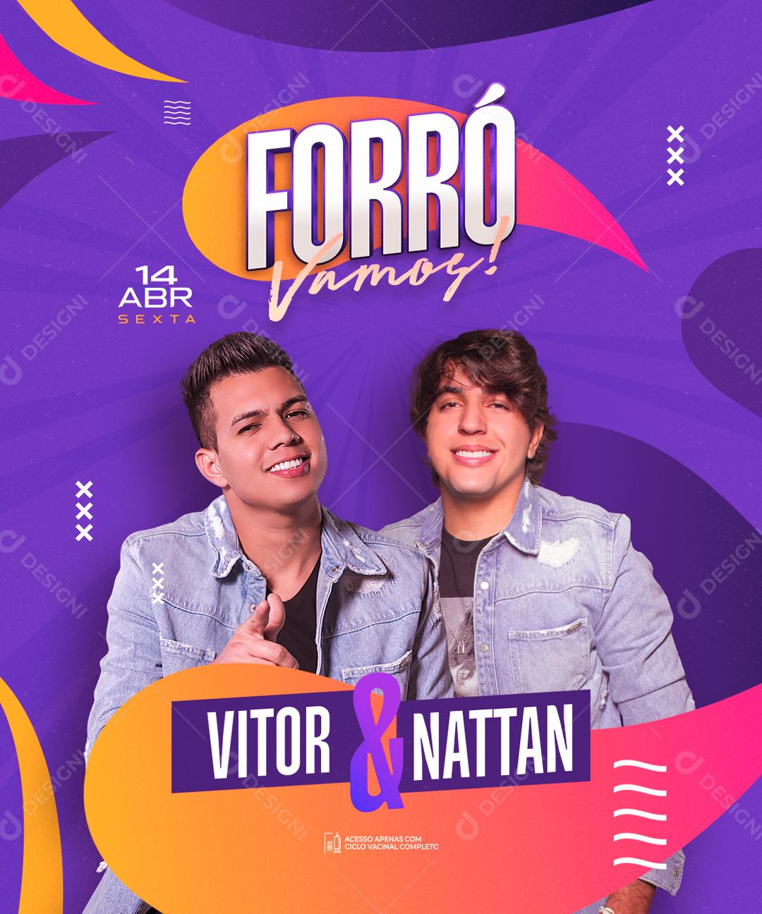 Flyer Show Forró Vamos Cantores Vitor e Nattan Social Media PSD Editável