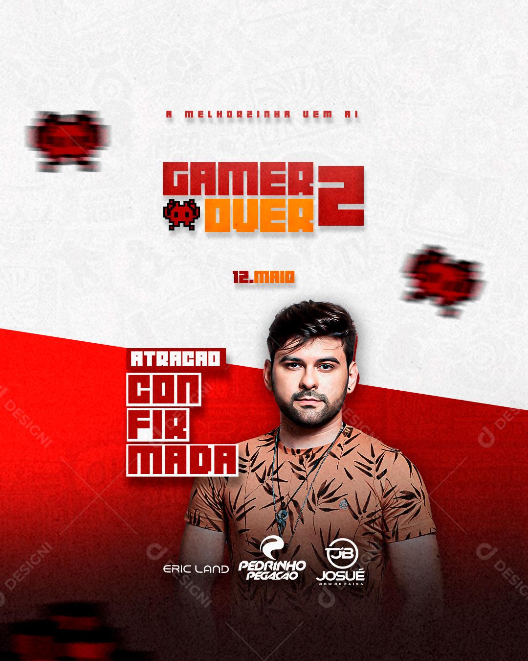 Flyer Gamer Over Confirmada Social Media PSD Editável