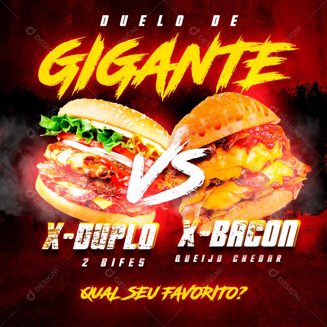 Duelo De Gigantes z Duplo Vs X Bacon Social Media PSD Editável
