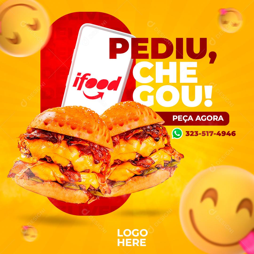 Pediu Chegou Peça Já O Seu Hamburger Social Media PSD Editável